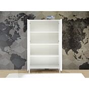 Madia alta per cucina, stile moderno, finitura bianco laccato lucido