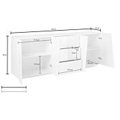 Madia credenza 4 ante 3 cassetti in finitura ardesia