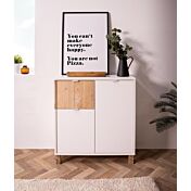 Madia alta Kilsbo con 3 ante in finitura Bianco opaco e Legno vecchio