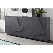 Credenza Madia moderna con 4 ante dal disegno geometrico in finitura Ardesia