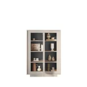 Credenza Moderna, Madia di Design, 4 ante Alta, Bianco Opaco con frontali Pero in promozione 