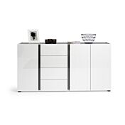 Madia Bianca laccata lucida con 3 ante e 4 cassetto