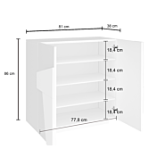 Scarpiera a 2 ante con disegni geometrici in finitura Bianco lucido