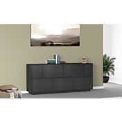 Sala da pranzo formata da vetrina e credenza laccato antracite lucido