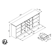 Madia, credenza con 4 ante e 4 cassetti finitura Grigio antracite