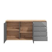 Madia per zona giorno moderna, finitura Grigio grafite e Rovere