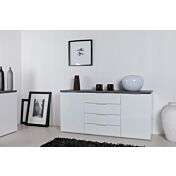 Madia 2 ante e 4 cassetti, finitura Bianco Lucido e Grigio