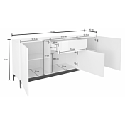 Madia moderna, 3 ante 1 cassetto in finitura antracite lucido