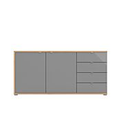 Madia per zona giorno moderna, finitura Grigio grafite e Rovere