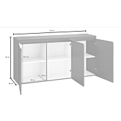 Madia bianca laccato lucido 3 ante, maniglie a gola