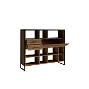 Libreria composta da 2 cassetti 1 ribalta, finitura legno invecchiato metallo nero