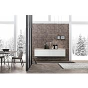 Madia sospesa 2 cestoni e 2 cassetti, finitura materico Madreperla e Bianco gesso