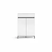 Scarpiera 2 ante e 1 cassetto, Bianco lucido con dettaglio Ardesia made in Italy