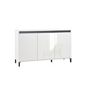 Madia a 3 ante, colore Bianco lucido e Ardesia in offerta