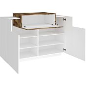 Madia multiuso bianca e pero, 2 ante e una ribalta