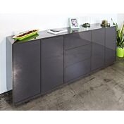 Sala di design finitura laccato antracite lucido, Made in Italy