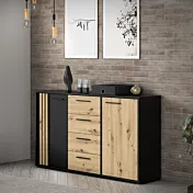 madia nera 4 cassetti