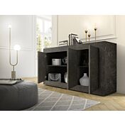 Madia moderna 3 ante effetto marmo nero, Made in Italy