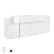 Madia moderna scontata a 4 ante e una ribalta, colore Bianco 