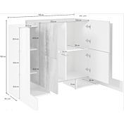 Offerta madia bianca laccato lucido, 6 ante