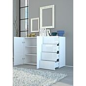 Madia, comò a 4 cassetti e 2 ante sagomate, linea onda