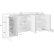 Madia moderna 6 ante, Bianco lucido e Pero