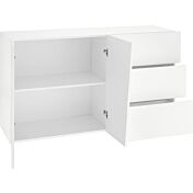 Credenza Moderna Bianco Laccato Lucido 2 ante, 3 cassetti