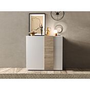 Soggiorno composta da 1 madia,1 vetrina e 1 tavolo, Kadiz e Bianco lucido