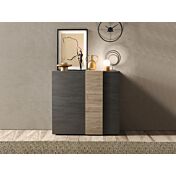 Soggiorno moderno, 1 madia,1 vetrina e 1 tavolo, Kadiz e Titanio