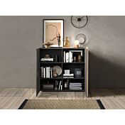 Soggiorno moderno, 1 madia,1 vetrina e 1 tavolo, Kadiz e Titanio