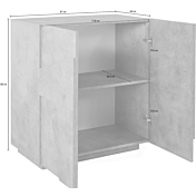 Madia a 2 ante con disegni geometrici in finitura Beton