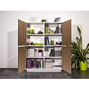 Zona giorno moderna composta da madia alta, porta TV e madia 4 ante