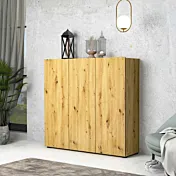 Scarpiera salvaspazio a 3 ante con 10 ripiani, finitura Rovere Artisan