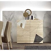 Madia moderna serigrafata con 2 ante e specchi in finitura Rovere samoa