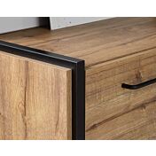 Vetrinetta industry 2 ante 1 cassetto, finitura Rovere Waterford e Nero