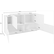 Offerta credenza Bianca lucido e Pero, 4 ante