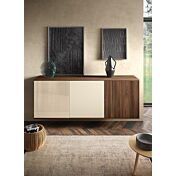 Madia sospesa Granchio con 3 ante in finitura Quercia brown, Terra opaco e Vetro corda