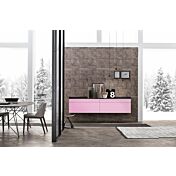 Madia sospesa 2 cestoni e 2 cassetti, finitura Pink e Antracite