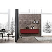 Madia sospesa 2 cestoni e 2 cassetti, finitura Bordeux e Canapa