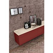 Madia sospesa 2 cestoni e 2 cassetti, finitura Bordeux e Canapa