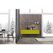 Madia sospesa 2 cestoni e 2 cassetti, finitura Verde muschio e Oliva