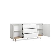 Madia in stile nordico in finitura Bianco e Quercia, 2 ante e 3 cassetti