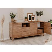 Madia di design in finitura bamboo con tre ante e tre cassetti