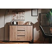 Credenza Madia industry 2 ante 3 cassetti, Rovere Nodato e struttura in Antracite