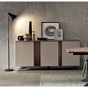 Sala completa composta da vetrina, tavolo e madia 3 ante, Made in Italy