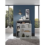 Soggiorno moderno completo in finitura bianco laccato lucido e ossido