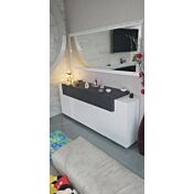 ACQUISTA ANCHE TU Madia moderna bianca lucida con cassetto ardesia a 4 ante