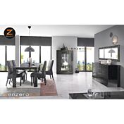 Sala da pranzo in Marmo Lucido Nero di Lusso, composta da Madia, Vetrina e Tavolo