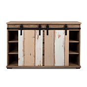 Madia scontata Tromso con 2 ante e 3 cassetti in finitura Bianco anticato e Rovere anticato