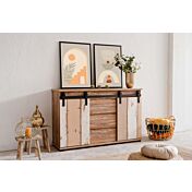 Madia scontata Tromso con 2 ante e 3 cassetti in finitura Bianco anticato e Rovere anticato